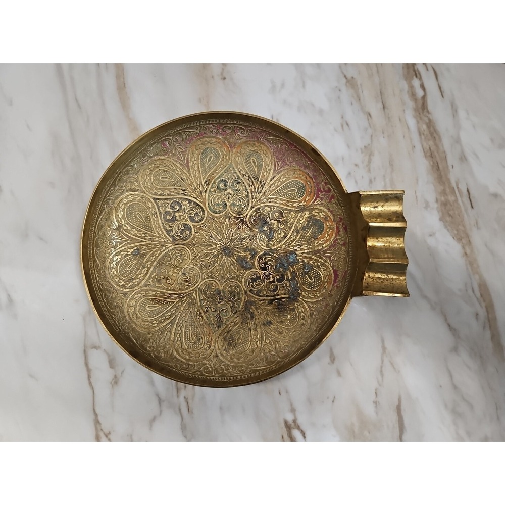 Vintage Brass Ashtray Textured Cigarette Holder Dispenser‎